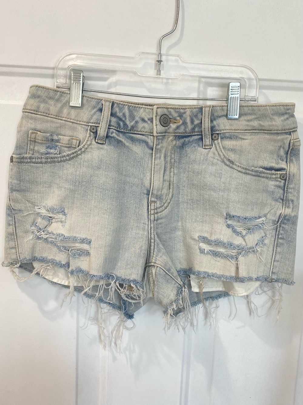 eunina Light Wash Distressed Denim Shorts - Women's Light Blue cutoffs size S